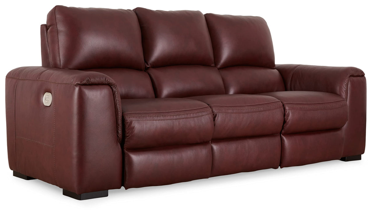 Signature Design by Ashley Alessandro Contemporary Leather Power Reclining Sofa with Adjustable Headrest, Red Signature Design by Ashley
