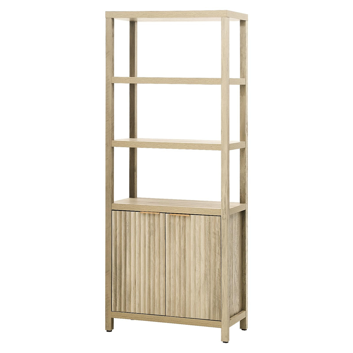 OAKHAM HOME Oxford Bookshelf, Tall Book Shelf with Doors Cabinet, 5-Tier Bookcase, Wooden Bookshelves with Fluted Panel, Large Bookcases with Storage for Living Room Bedroom (Sunwashed Ash Oak, 1PCS) OAKHAM HOME