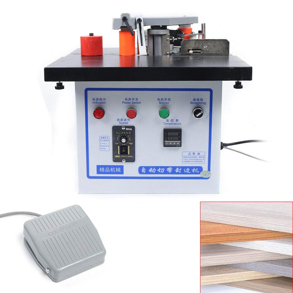 Portable Edge Bander, Automatic Edge Banding Machine Double Side Gluing Wood Banding Machine,110V,0-6m/min MARTEXBUY