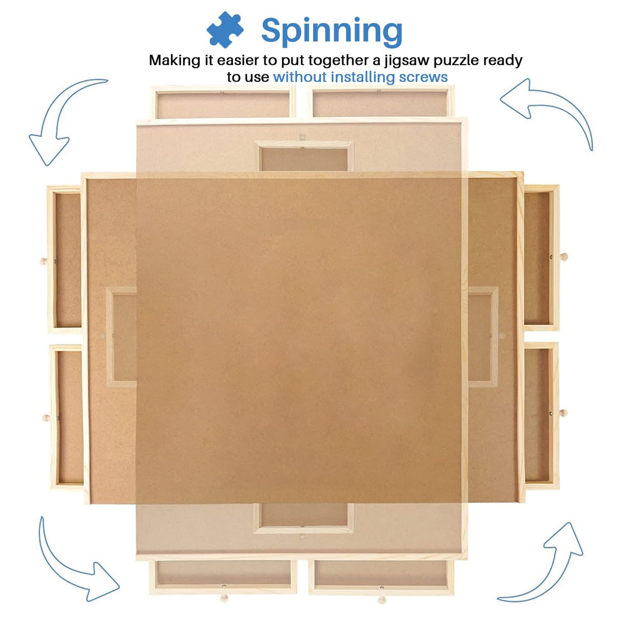 Puzzle Board, WOOD CITY 1500 Piece Wooden Jigsaw Puzzle Board with Drawers, 35” x 27” Portable Puzzle Table with Covers, Rotating Jigsaw Puzzle Table for Kids and Adults WOOD CITY