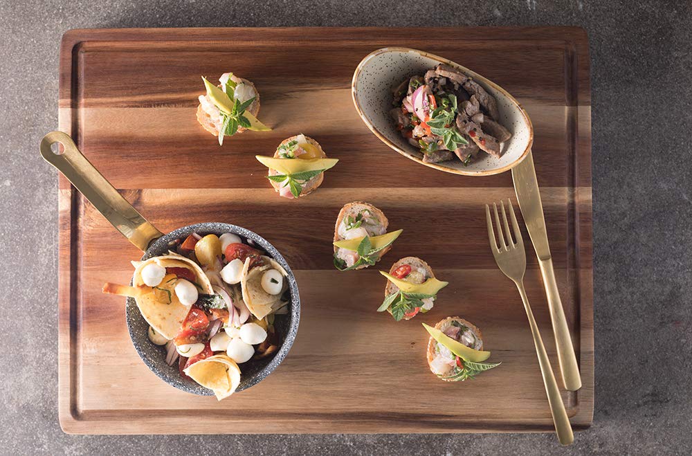 PREMIUM ACACIA Cutting Board & Professional Heavy Duty Butcher Block w/Juice Groove - Extra Large (17"x13"x1.4") Organic, End Grain Chopping Block. SOULFINO