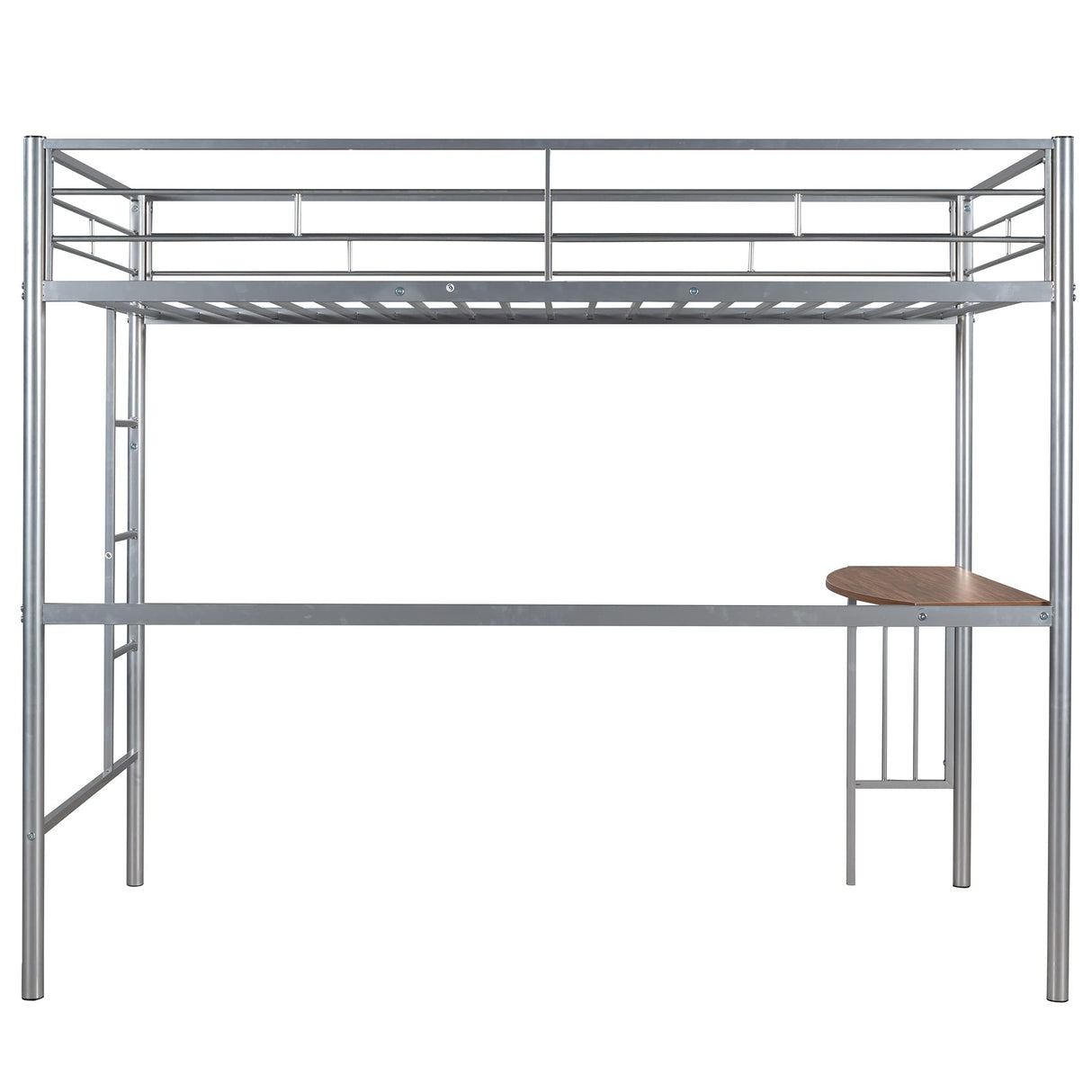 Harper & Bright Designs Metal Loft Bed with Desk, Teen Twin Size Loft Bed Frame Built-in Ladders, Safety Guardrails, Noise Free, Noise Free, No Box Spring Needed (Silver) Harper & Bright Designs