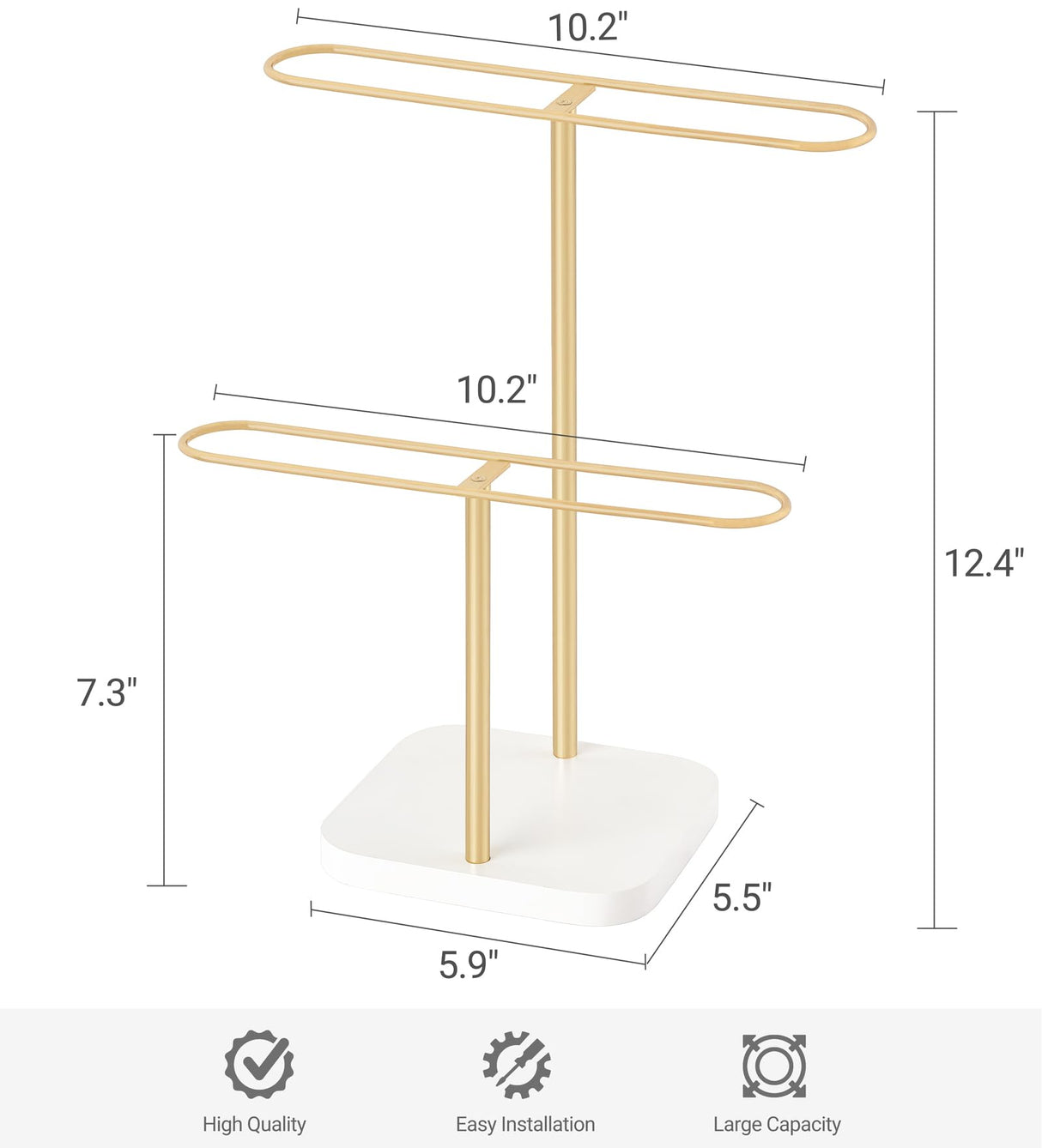 Mkono Sunglasses Organizer Glasses Holder Stand for 24 Pairs of Eyewear, 2 Tier Sunglass Storage Eyeglasses Display Rack Metal Frame with Wood Base for Table Desk Countertop Dresser Bedroom, Gold Mkono