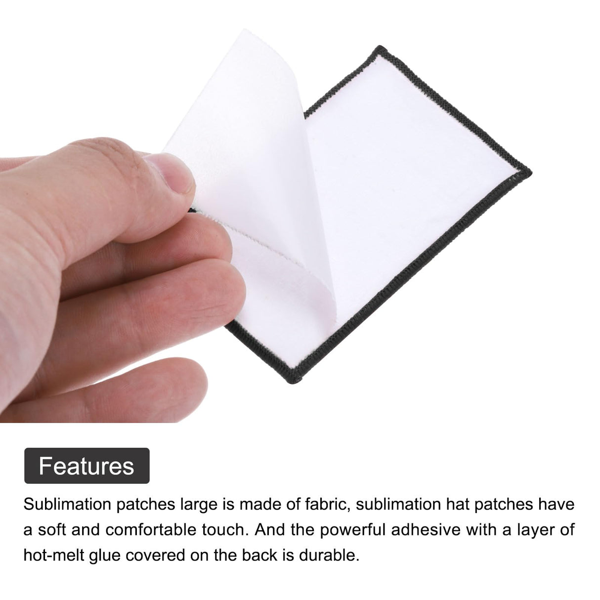 MECCANIXITY 30pcs Sublimation Patch Blank, 8x5cm/3.15x1.97 Inch Fabric Iron-on Blank Heat Transfer Repair Patch for DIY Crafts Caps Clothes, White with Black Border MECCANIXITY