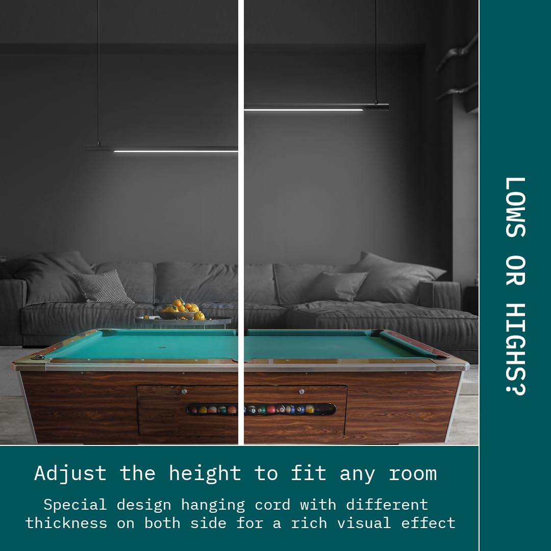 Solvita Professional LED Billiard & Pool Table Light, Non-Flickering & Evenly Distributed Light Source & Adjustable Height - Rotaflex, Bright White 3000K (52 inch) Solvita