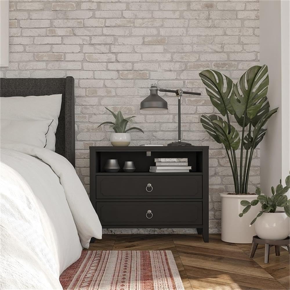 Novogratz Her Majesty 2 Drawer Nightstand, Black Novogratz