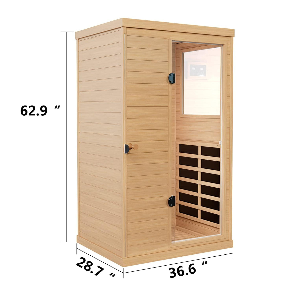 KUNSANA Infrared Sauna 1 Person, Far Infrared Saunas for Home, Low EMF Indoor Sauna, Home Sauna, 1050W, Canadian Hemlock, Smart Display, Bluetooth, Reading Lamp KUNSANA