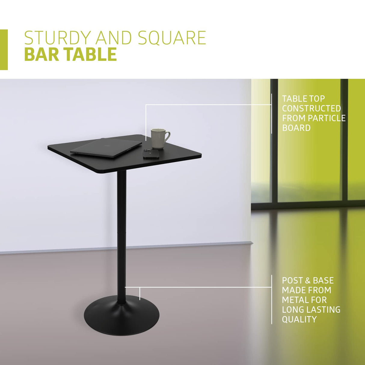 Pearington PEAR-4DSQ Pub Table, Black Pearington