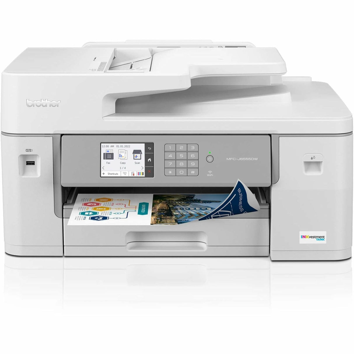 Brother MFC-J6555DW INKvestment Tank Color Inkjet All-in-One Printer with up to 1 Year of Ink in-box1 and 11” x 17” Print, Copy, scan, and fax Capabilities,White Brother