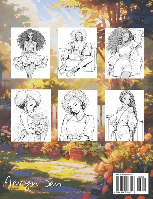 Anime Coloring Book: Black Girls Volume 2: Manga Art & Anime Enthusiasts Stress Relief Adult Coloring WoodArtSupply