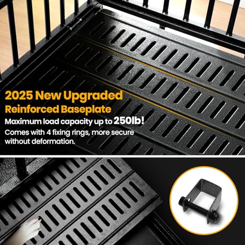 Oranland 48 inch Heavy Duty Indestructible Dog Crate,2025 New Upgraded Reinforced Baseplate for Large Dogs,XL Dog Crate for High Anxiety Dogs/Max Load Capacity 250lbs/Double Door with Wheels Oranland