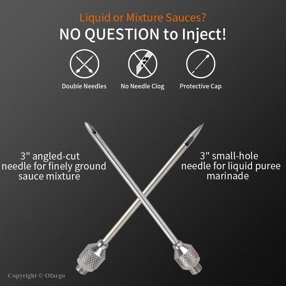 Ofargo Plastic Marinade Injector Syringe with Screw-on Meat Needle for BBQ Grill, 1-oz, Red, Recipe E-Book (Download PDF) Ofargo