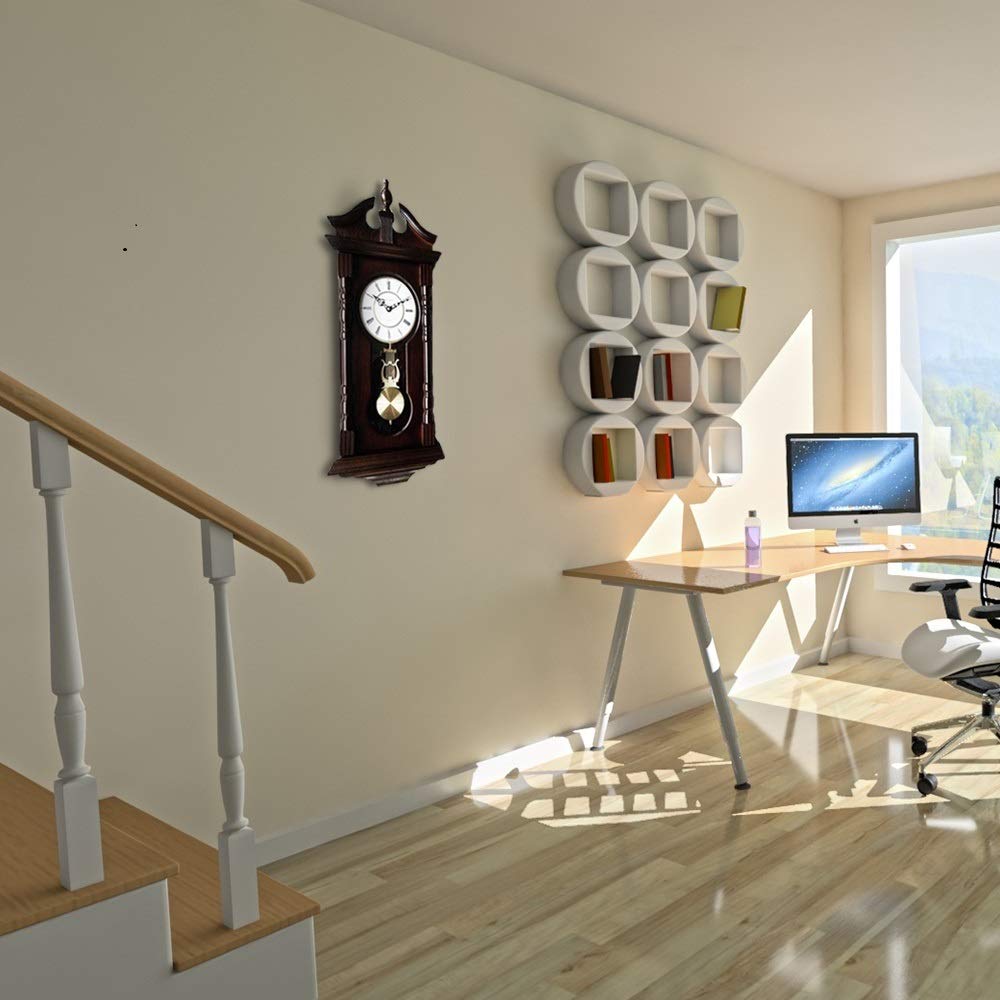 Vmarketingsite Wall Clocks: Grandfather Wood Wall Clock with Chime. Pendulum Wood Traditional Clock. Makes a Great Housewarming or Birthday Gift Wall Clock Chimes Every Hour with Westminster Melody Vmarketingsite