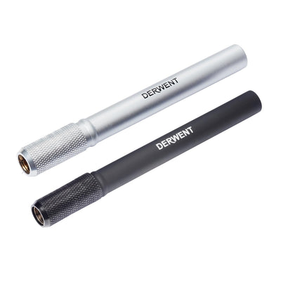 Derwent Pencil Extender Set, Silver and Black, for Pencils up to 8mm, (2300124)