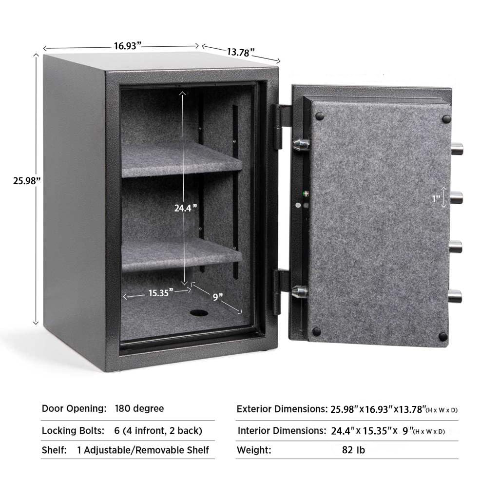 ISLANDSAFE 1200°F 40 Minutes Fireproof and Waterproof Safe Box, Digital Fire Proof Safe with 3 Spoke Detachable Handle, Personal safe for Home Office Money Gun (3.5 Cubic Feet Grey) ISLANDSAFE