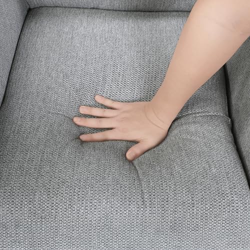 Lexicon Push Back Recliner Chair with Footrest, Reclining Sofa Armchair, Modern Chenille Fabric Recliner with Nailhead Trim for Living Room/Office/Apartment, Gray