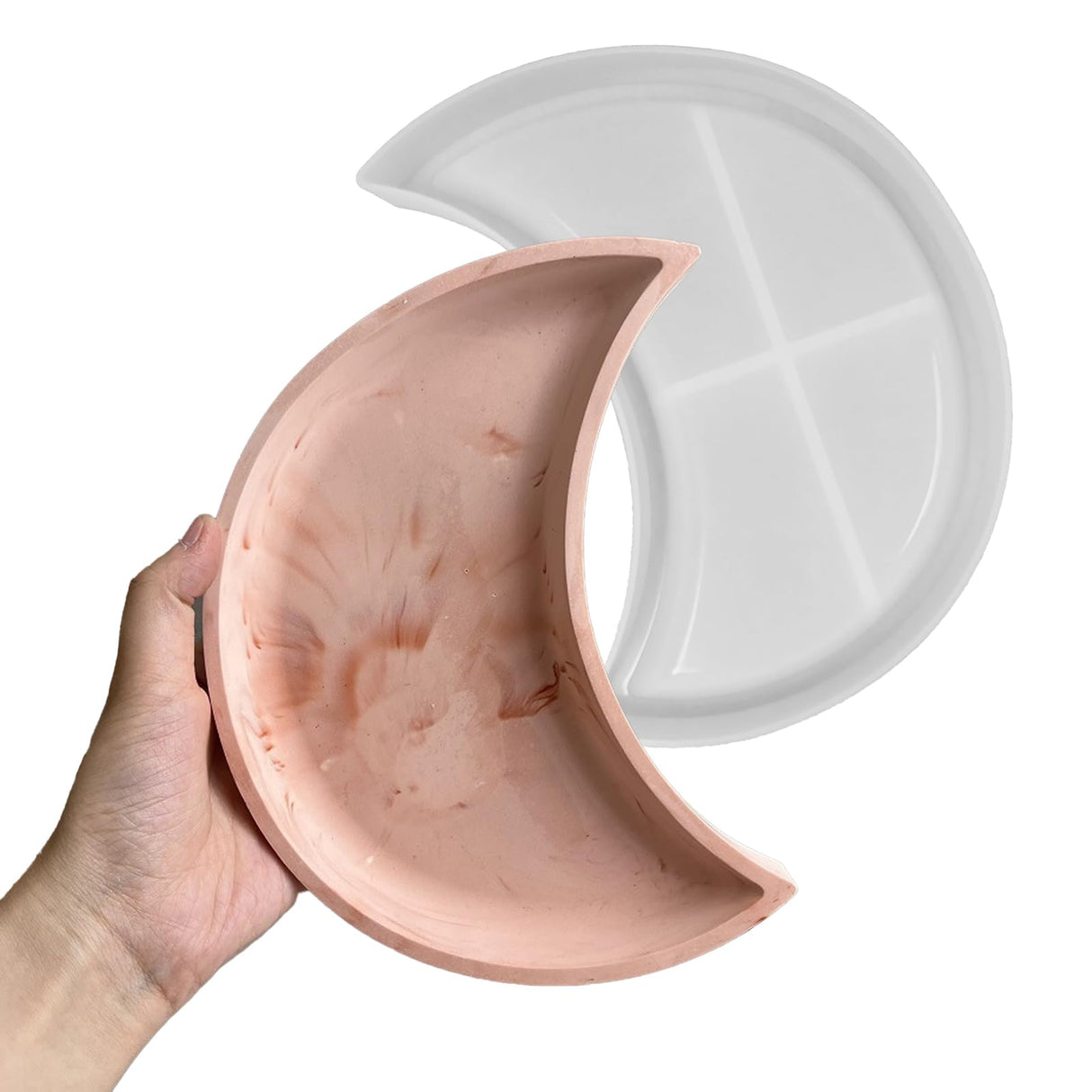 Wehous Large Moon Tray Mold for Resin Concrete, Moon Silicone Mold, Crescent Storage Tray Container Epoxy Resin Casting Mold, Home Ornament Mold for Jewelry Holder Candle Holder Vanity Tray Dish Wehous