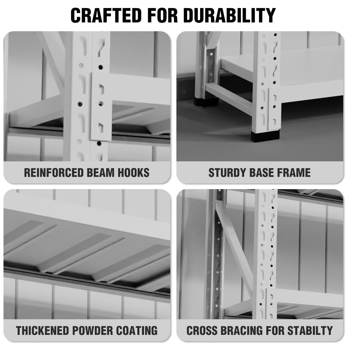 Heavy Duty Warehouse Shelving 4-Tier Industrial Steel Storage Shelves, 2600LB Capacity Per Shelf, Adjustable Shelves for Garage/Factory/Commercial Use (White, W47.24*D19.69*H78.74) Generic