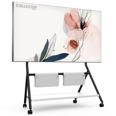 FITUEYES Design Mobile TV Stand for 65 75 78 88 Inch TV, TV Cart Floor Stand with Mount for LCD/LED Flat Curved Screens, Modern Corner TV Stand with Wooden Storage Shelves, Collector Series