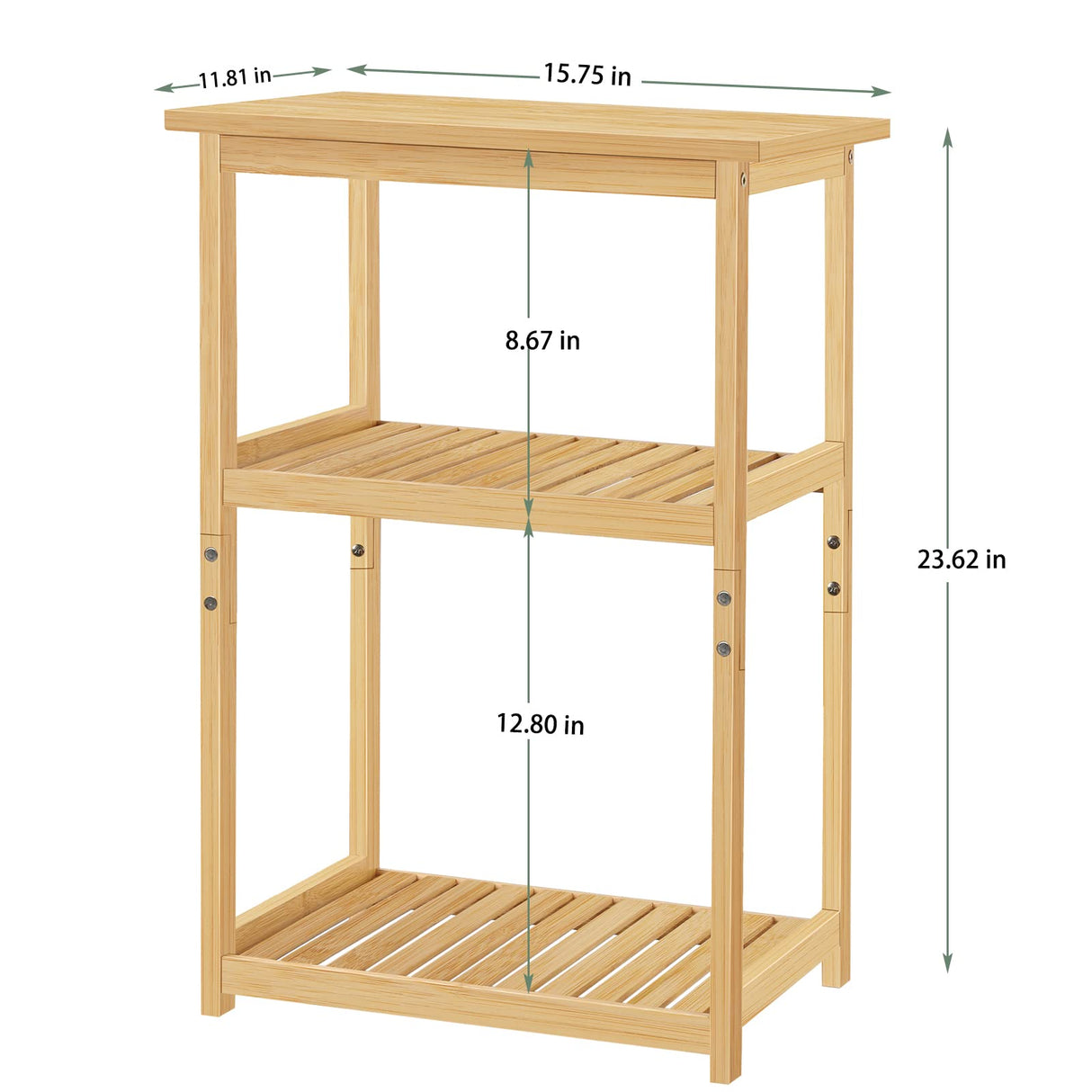 ETELI Nightstand Bamboo 3 Tier Side Table with Storage Shelf Small Bedside Table for Small Space Bedroom Living Room Bathroom Balcony ETELI