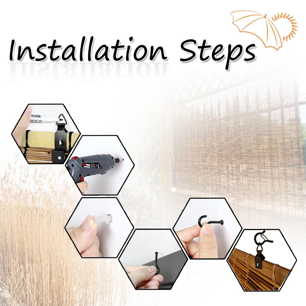 Generic Patio Bamboo Roller Shades, Outdoor Roll-up Blinds, Bamboo Window Shade, Home Roman Blinds, Anti-UV 36x72 27x48 34x84 55x96 20x84in (Color : Brown) WoodArtSupply