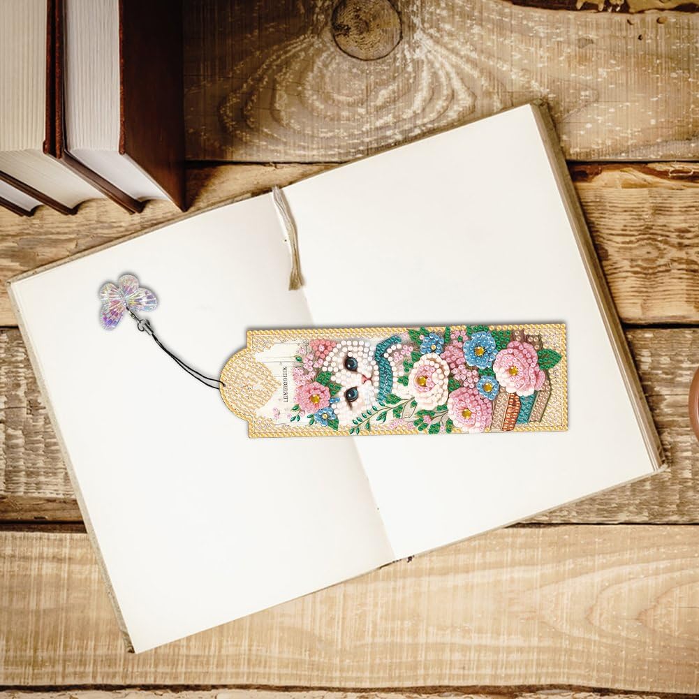 3Pcs 5D Diamond Art Bookmarks for Book Lovers, Handmade DIY Diamond Painting Bookmarks with Tassels for Graduation Birthday JBTM24