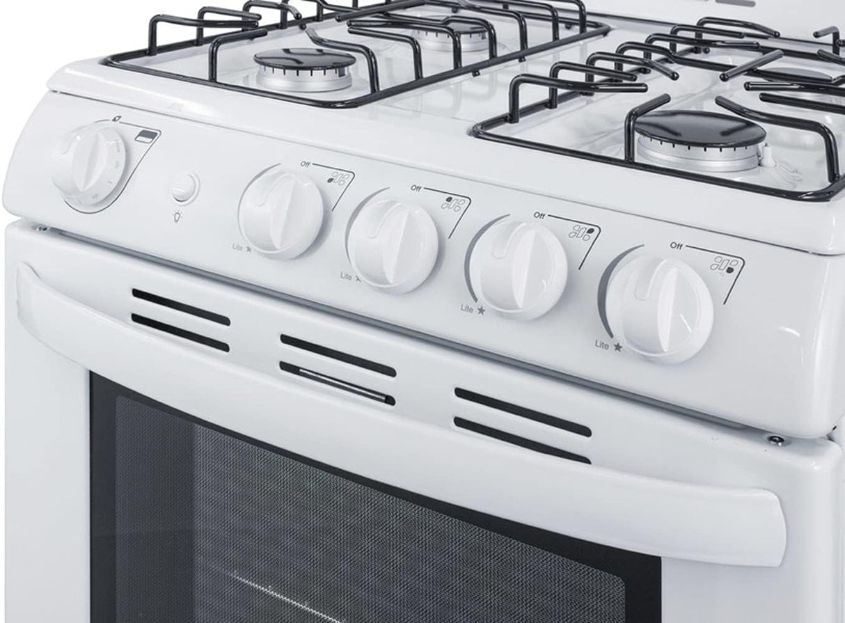Summit 24" Gas Range, 2.9 cu. ft. Oven, 4 Burners, White- RG244WS Summit Appliance