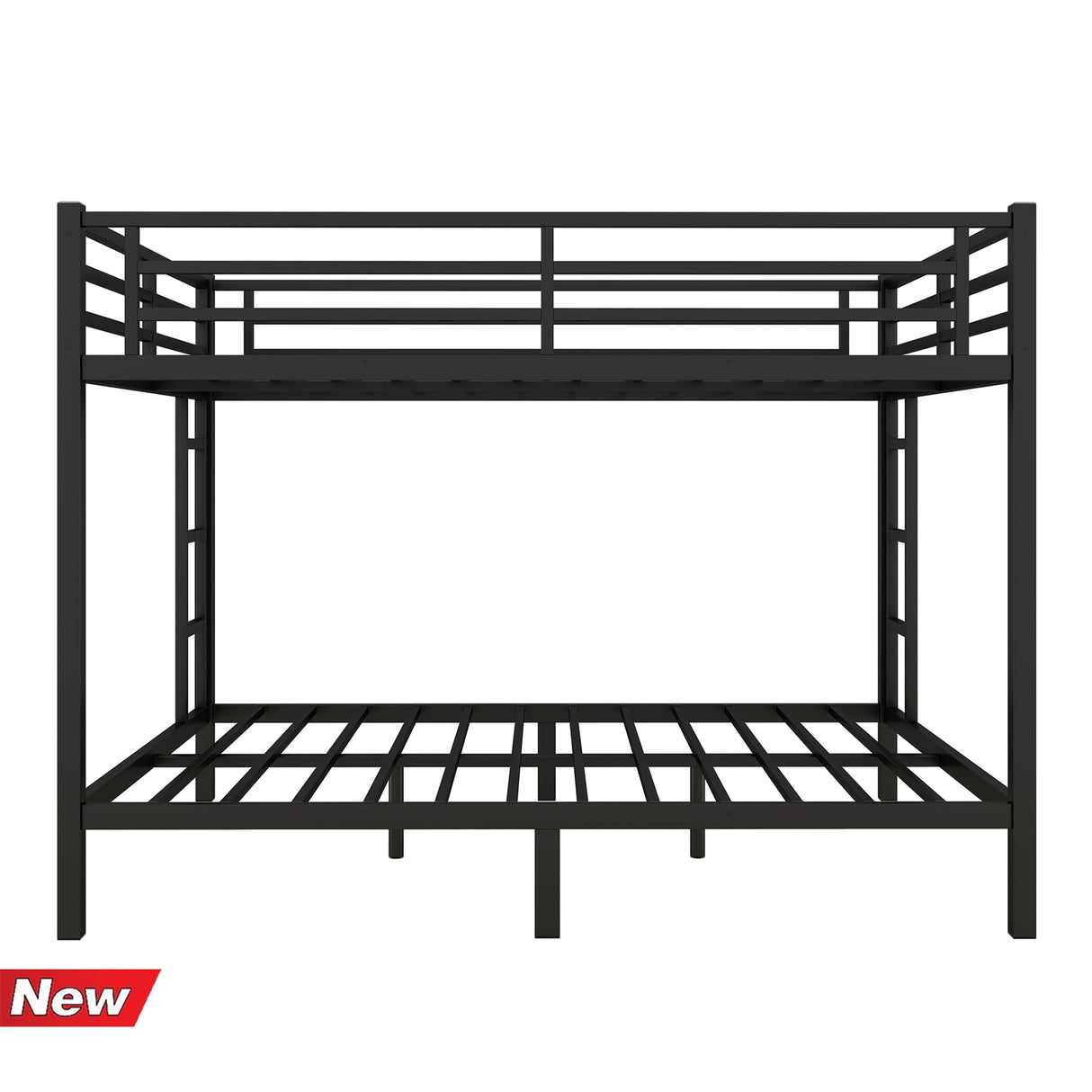TSAMPA Upgraded Heavy Duty Black Metal Bunk Bed Frame Queen Over Queen Size, Thickened Safer More Stable Bunkbed (Easier to Assemble) TSAMPA