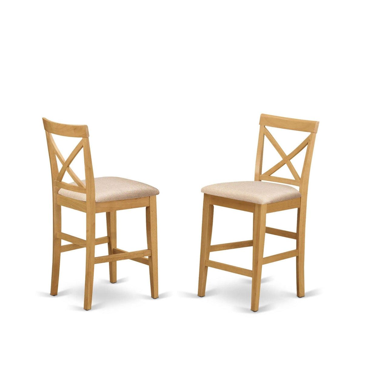 East West Furniture PBS-OAK-C Pub Counter Stool Bar Chair - Linen Fabric Pub Height Wooden Chairs, Set of 2, Oak East West Furniture