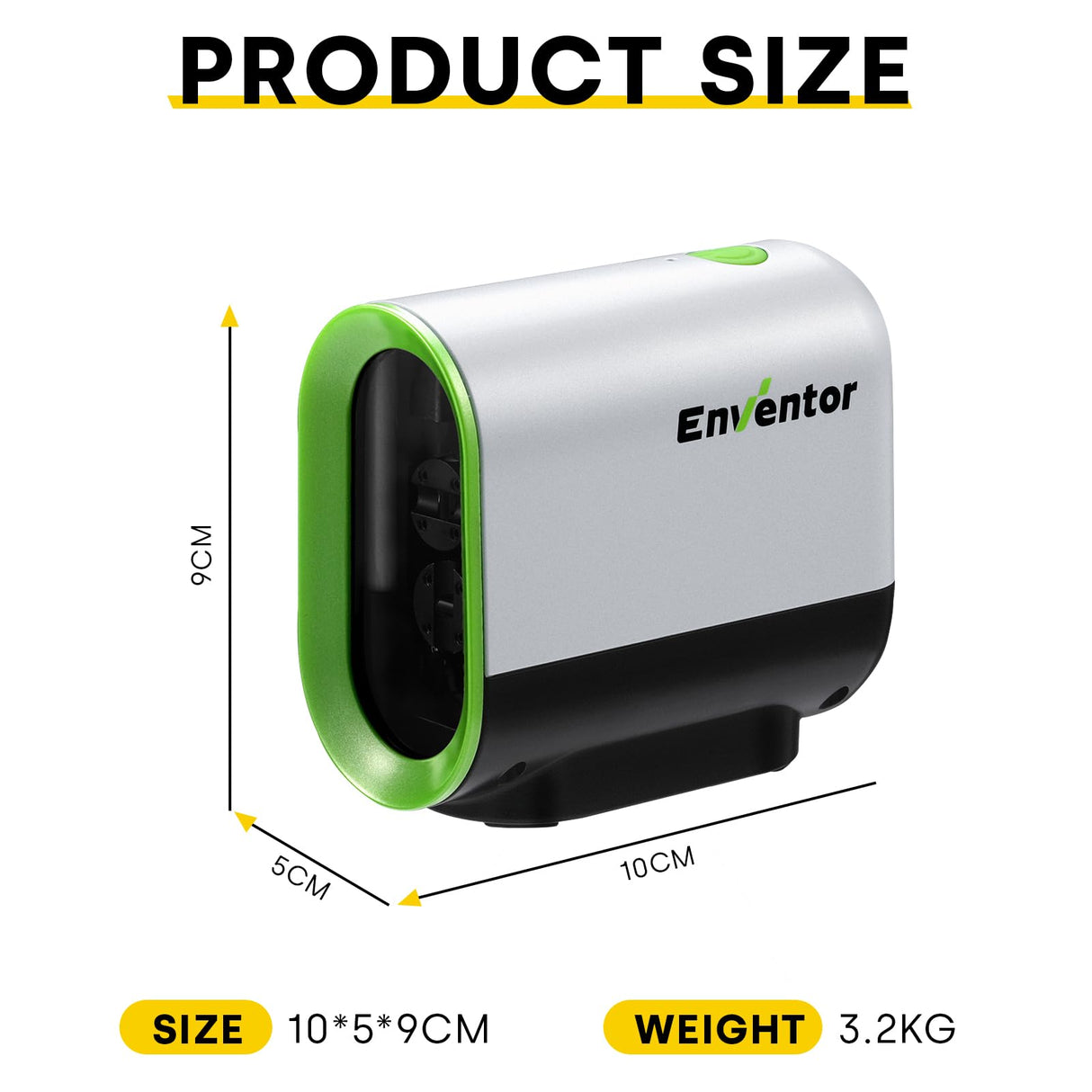 ENVENTOR Green Laser Level, 164FT USB Rechargeable Li-ion Battery 360° Self Leveling Laser Level for Wall Picture Hanging, Waterproof Cross Line Laser Tool Outdoor with Pulse Mode, Magnetic Base Enventor