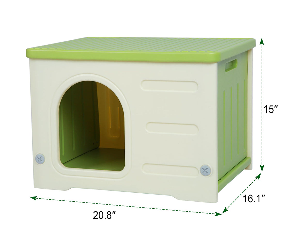 Waterproof Cat House Outdoor Indoor, Plastic Cat House for Outdoor Cats Feral Cat House Outdoor, Sturdy Cat Bed for Small Pet, Spacious, Assemble Easily -Grey Rockever