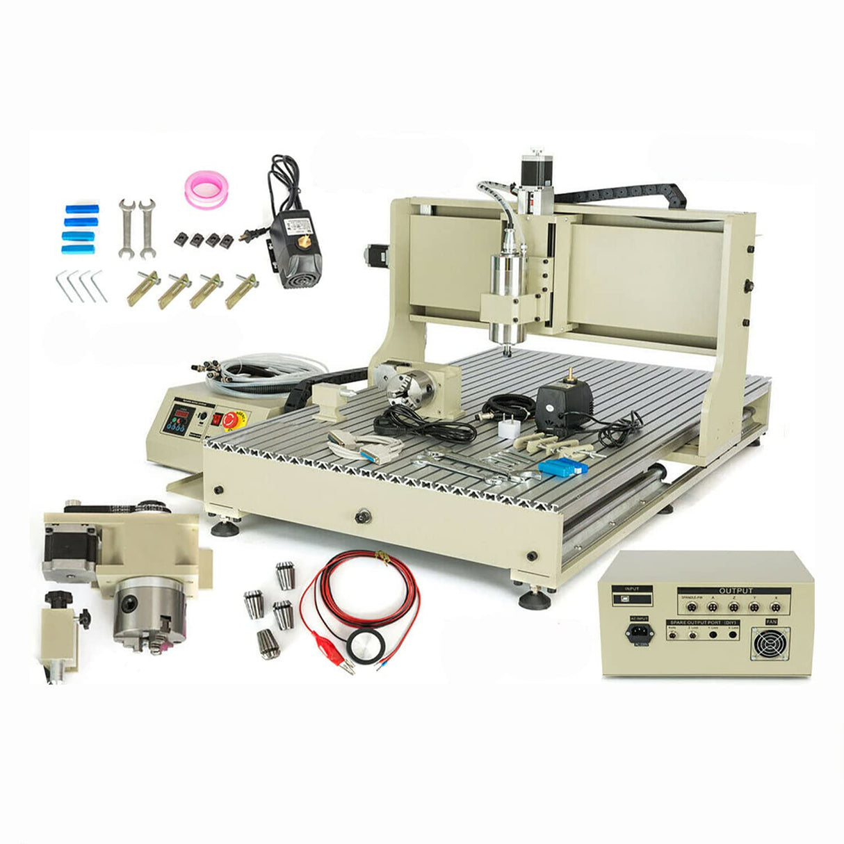 4 Axis Router Engraver USB CNC 6090, 2.2KW Engraver Milling Drilling Machine 3D Spindle Carving Drilling Machine For Wood Working Cutting Mill W/Remote Controller DENEST