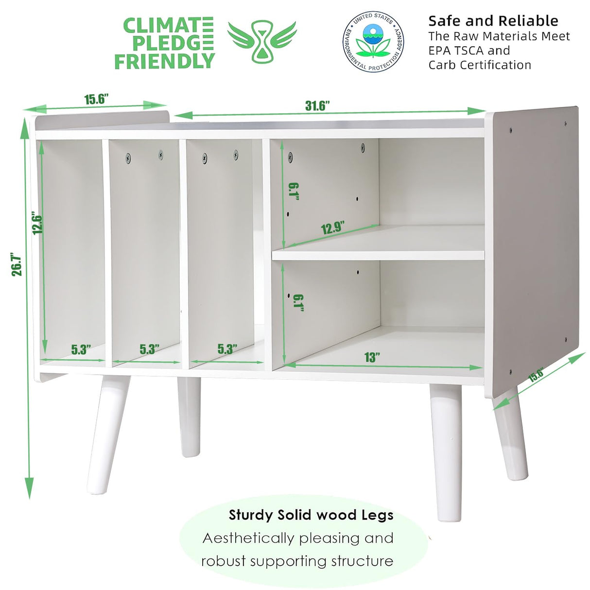 Record Player Stand with Vinyl Storage Holds Up to 300lb, Large Record Player Table Cabinet for Album Storage with Holder Vinyl Display Shelf, Wood Turntable Stand for Bedroom Living Room (White) LKKRO