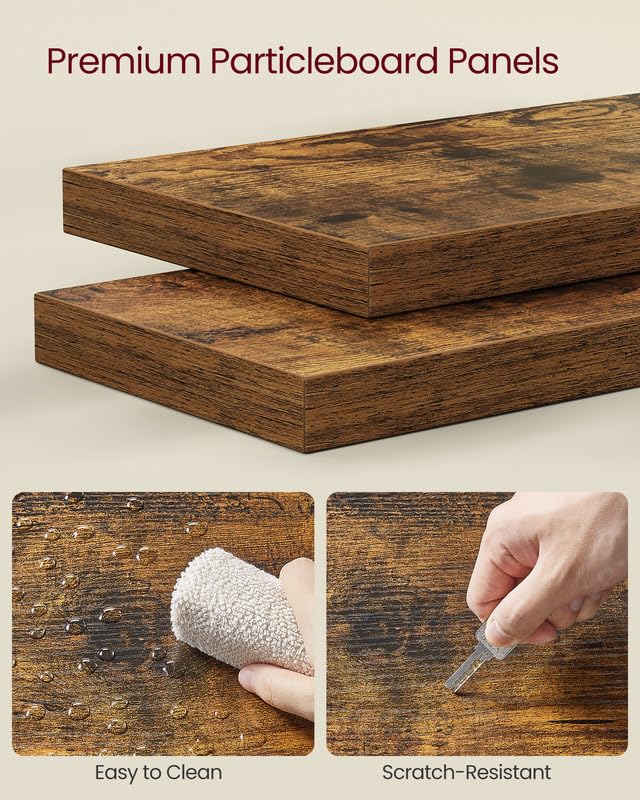 VASAGLE Corner Shelf Wall Mount, 5-Tier Floating Corner Bookshelf, Plant Shelf for Bedroom, Living Room, Bathroom, Home Office, Rustic Brown ULBC72BX VASAGLE