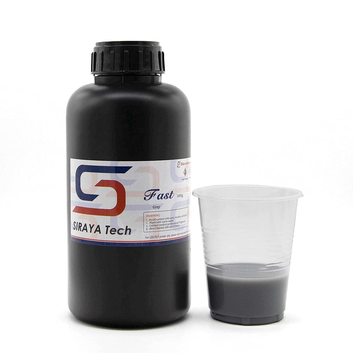 Siraya Tech Fast ABS-Like 3D Printer Resin 405nm UV-Curing Non-Brittle High Precision 3D Printing Liquid Standard Photopolymer Resin for LCD DLP 3D Printing(Grey, 1kg) Siraya Tech