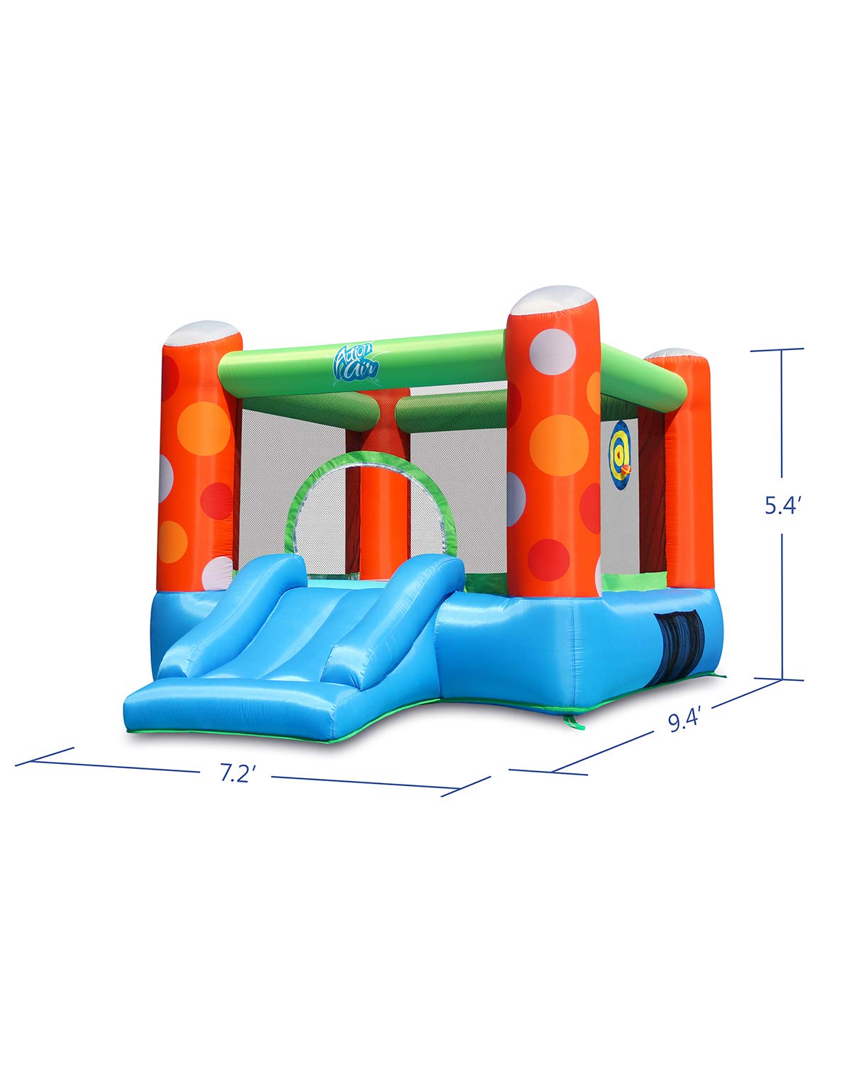 ACTION AIR Bounce House, Inflatable Bounce House with Air Blower, Bouncy Castle with Durable Sewn and Extra Thick, Family Backyard Jump House, Great Gift for Kids Action air