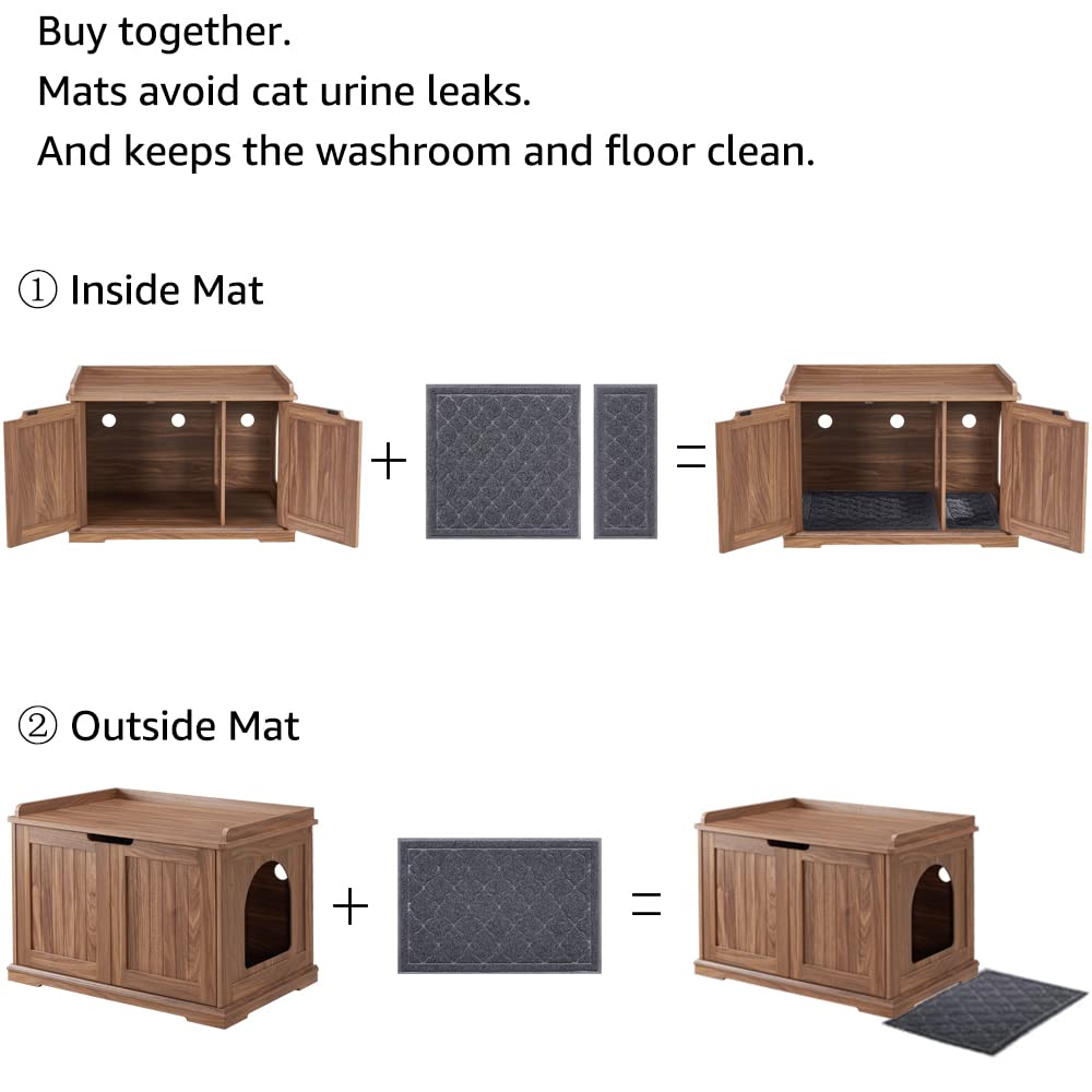 unipaws Cat Litter Box Enclosure Furniture, Hidden Litter Box Cover Washroom, Dog Proof Cabinet House for Large Cat, Hideaway Litter Box, Walnut unipaws
