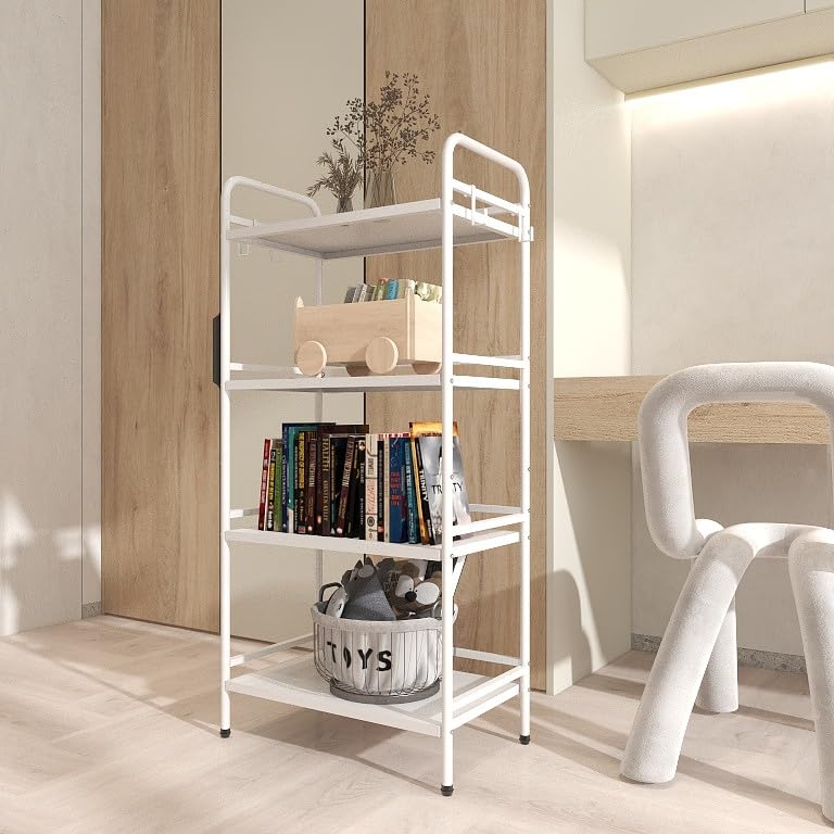HDANI Storage Shelves, 4-Tier Metal Storage Rack with Shelf,Shelf Organizer,Garage Standing Shelving Unit for Laundry,Bathroom,Kitchen,Pantry, Closet,23.6''W X 13.8''D X 50 H''H,White HDANI