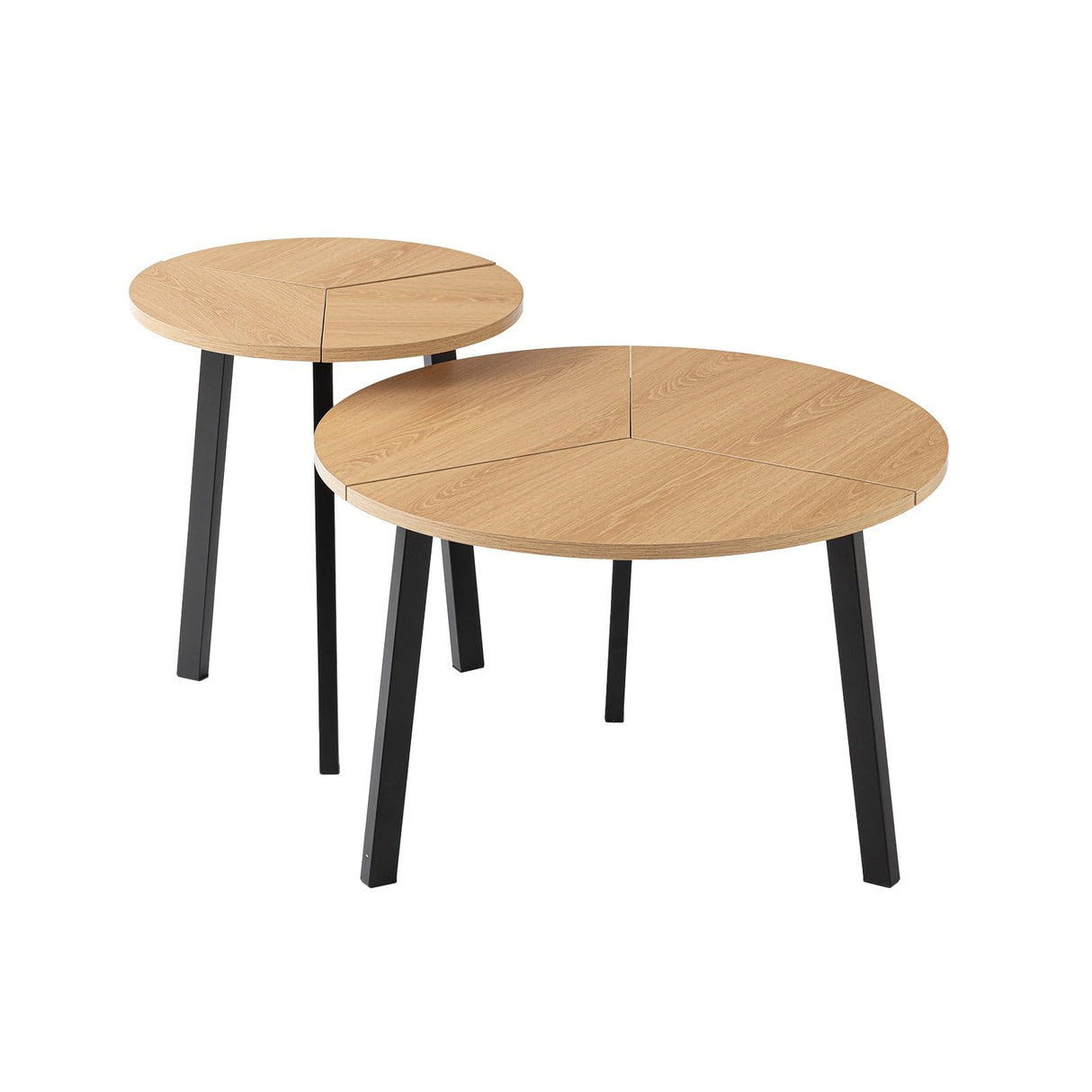 HOMPUS Modern Round Coffee Table, 23.6'' Small Nesting Coffee Table Set of 2, Accent Wood Coffee Tables, Nested Table for Living Room, Bedroom (Original Wood) HOMPUS