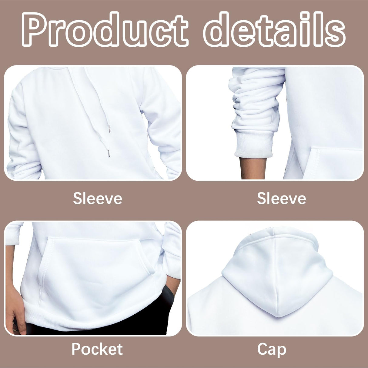 lipetol 4 Pcs Sublimation Hoodies Blank 100 Polyester Hoodies for Sublimation Sweatshirt Blank Plain White Hoodie for Men lipetol
