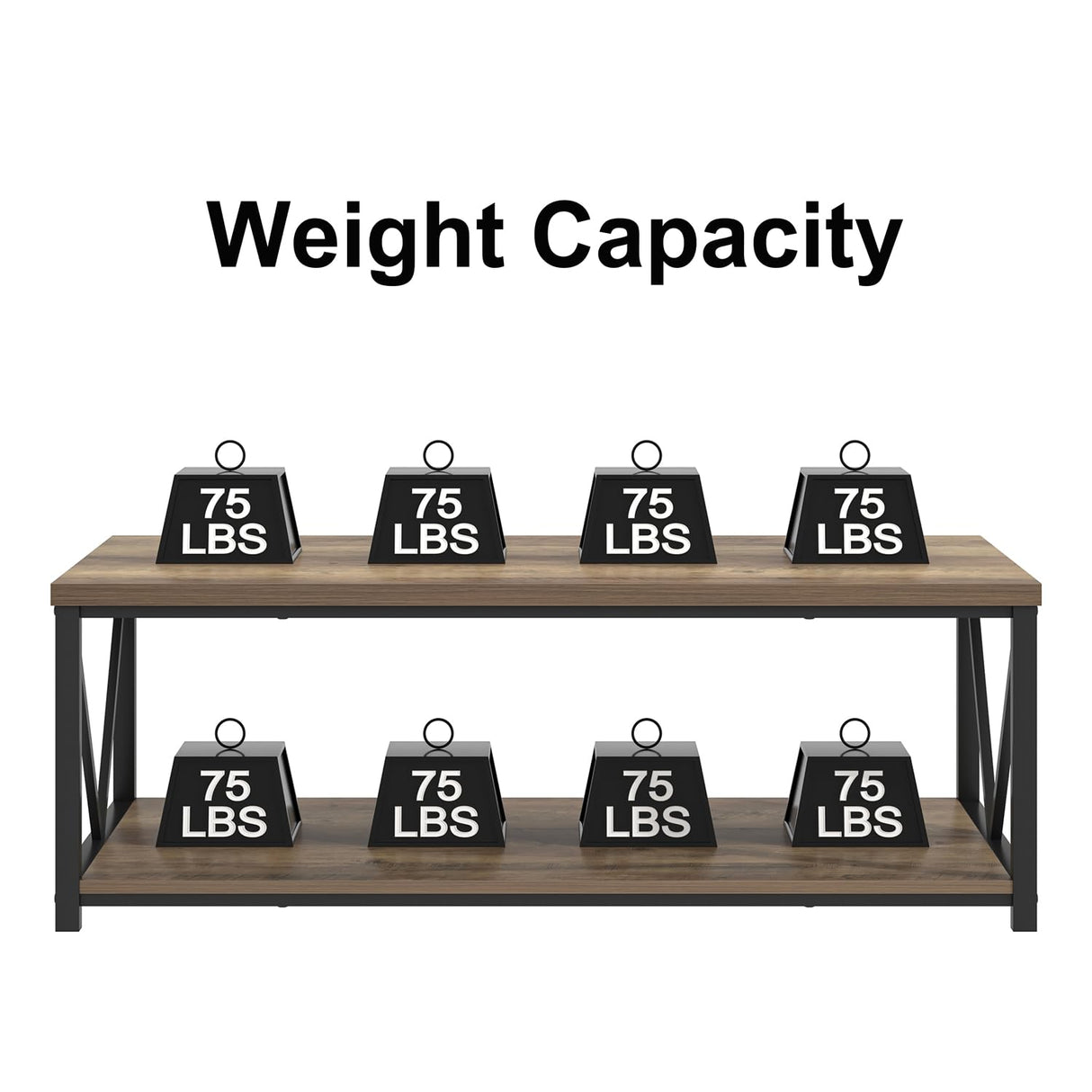 FOLUBAN Modern Coffee Table, Living Room Center Table with Storage, Wood and Metal Cocktail Table, Rustic Oak, 47 Inch FOLUBAN