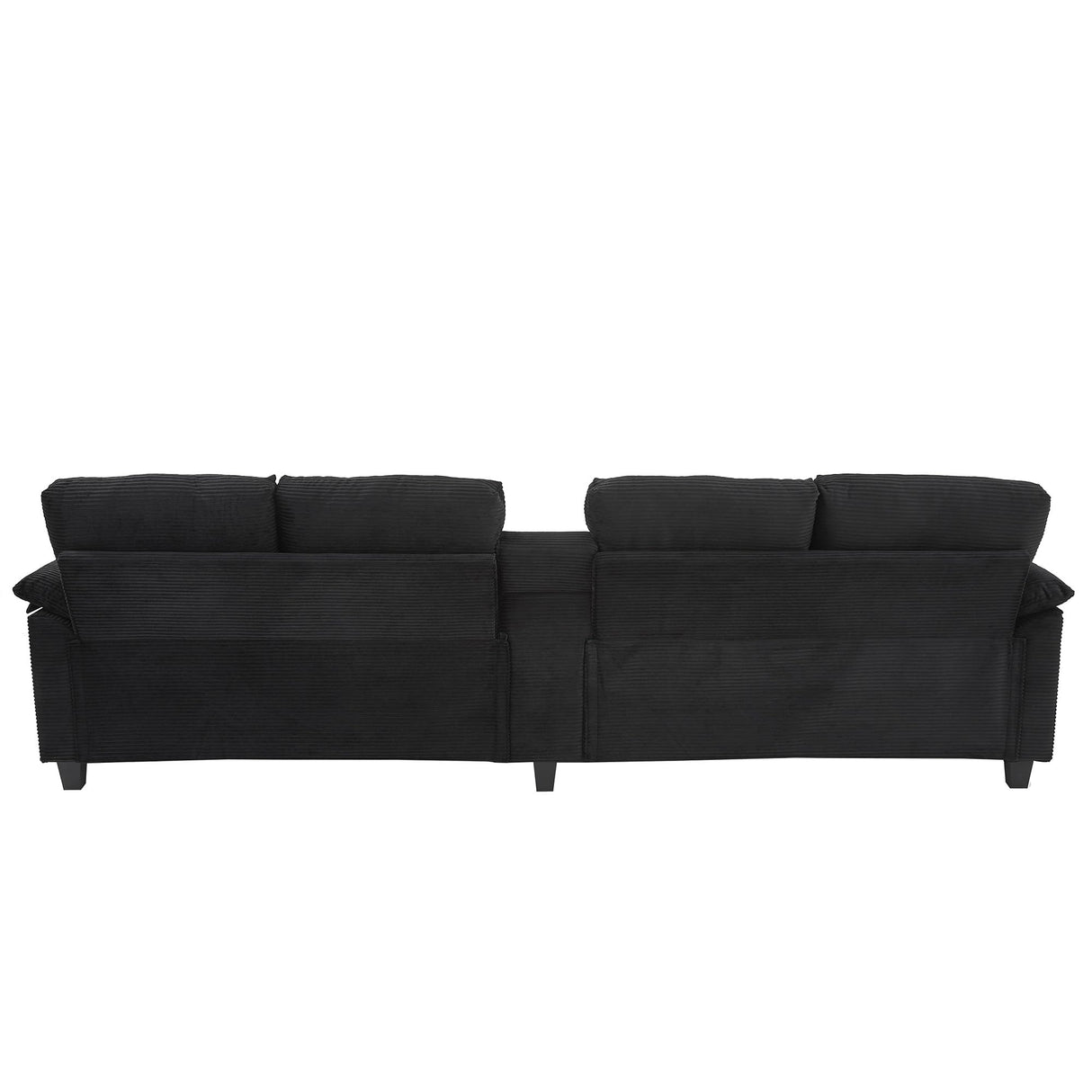Merax 116.9" Modern U-Shaped Sofa Sectional Sofa Corduroy Upholstered Sofa Couch with Storage Ottomans, Cup Holders and USB Ports for Living Room, Black Merax