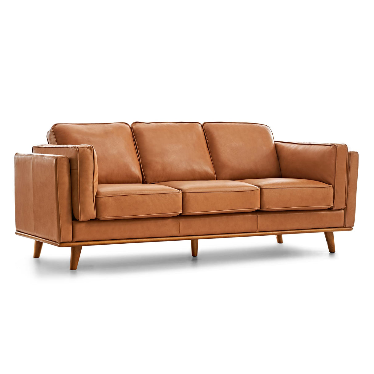 Valencia Artisan Full Leather Sofa 88” - Pure Full Italian Nappa Leather Couch, Solid Wood Accent, Ultimate Comfort, Cognac Tan VALENCIA THEATER SEATING