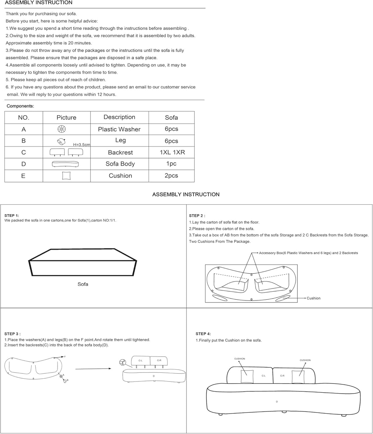 Container Furniture Direct 90" Curved Sofa with Throw Pillows, 4 Seater Luxury Velvet Couch with Half Moon Design and High-Density Foam, Ideal for Modern Living Room, Office & Apartment, Red Orange Container Furniture Direct