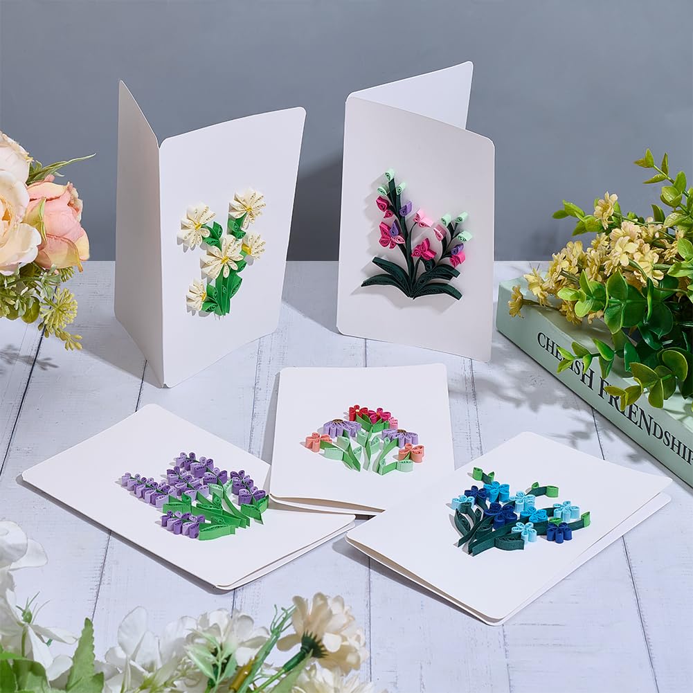 WEBEEDY 20 Sets Paper Quilling Kit for Adults Beginners 5 Styles Flower Quilling Greeting Card Making Kit with Instruction DIY Unique Flowers Cards for Valentine's Day Wedding New Year's Day WEBEEDY