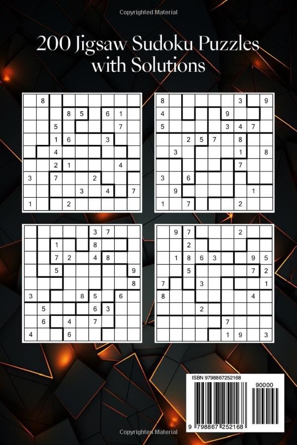 Jigsaw Sudoku Puzzle Book: 200 Medium to Hard Irregular Sudoku Puzzles with Solutions | Large Print Jigsaw Sudoku, only 2 Puzzles per Page | Challenge your Mind with Sudoku Variants WoodArtSupply