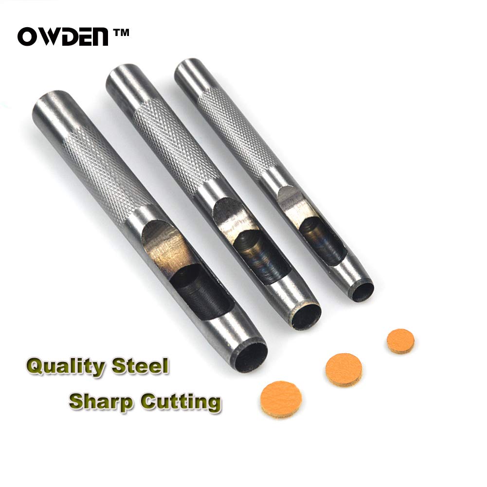 OWDEN 6 Pieces Hollow Hole Punch Set (1/8" - 5/16"),Leather Punch Tools, with A Free Cutting MAT OWDEN