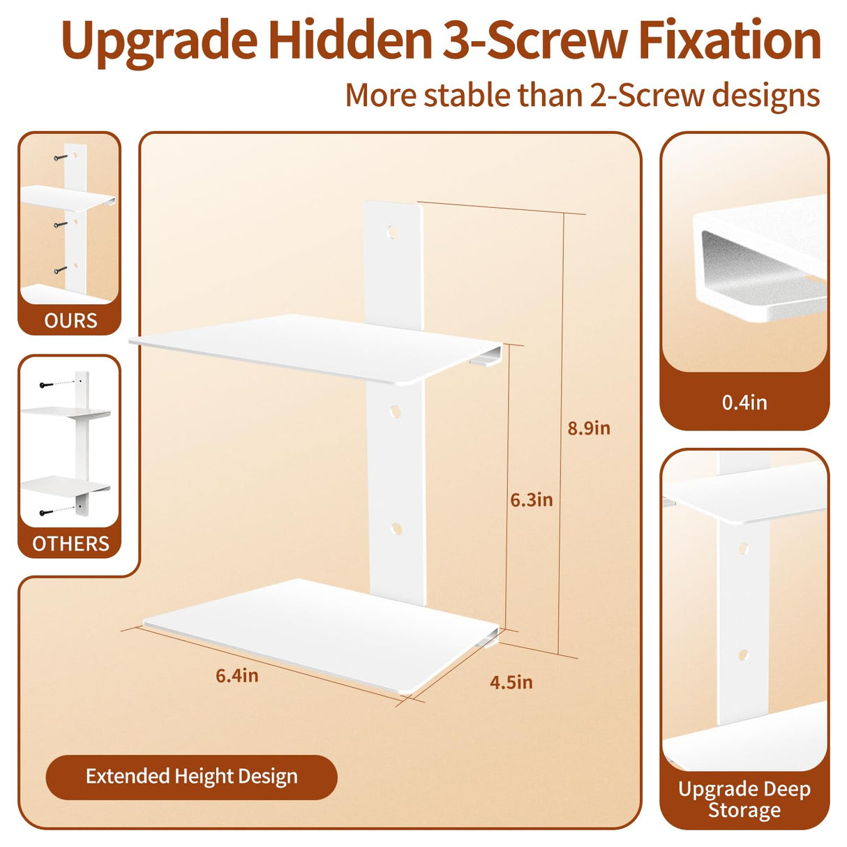 Professional Invisible Floating Book Shelves for Wall, 6 Tier Vertical Spine Book Tower Hanging Bookshelves, Wall Mounted & Space Saving, Heavy Duty Metal Book Organizer for Home Office, 3 Pack White Ninwod