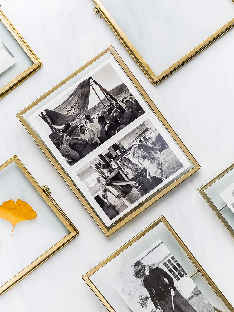 AceList Set of 3 Glass Photo Frame Collection Simple Metal Geometric Picture Frame with Glass Cover Includes 4 x 4, 4 x 6, 5 x 7 AceList