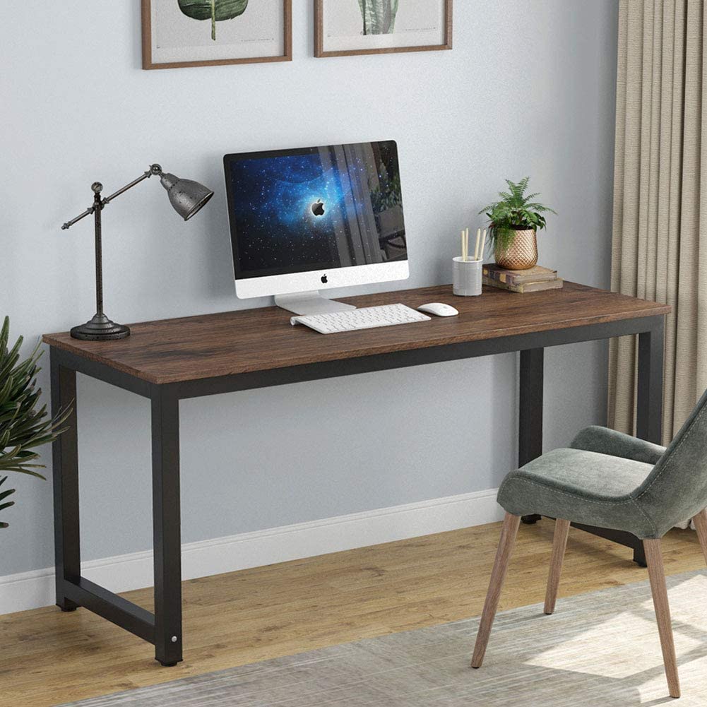 Tribesigns Computer Desk, 63 inch Large Office Desk Computer Table Study Writing Desk Workstation for Home Office, Rustic Brown Tribesigns